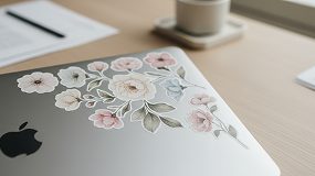 Floral sticker sheet on a desk